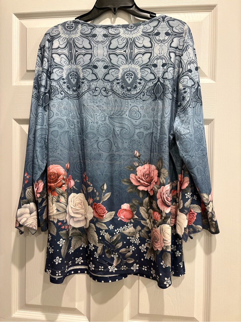 Floral Ombre Blue Women's Tunic Top size 2XL